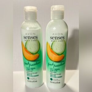 2 Avon Senses Body Care Cucumber & Melon Body Lotion. Brand New Vintage NOS